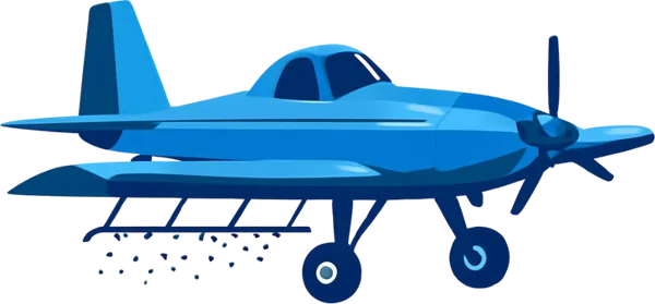 Ilustração de avião para aplicação de grânulos na lavoura.